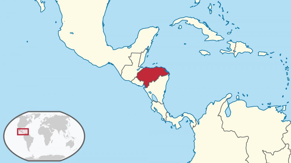 होंडुरास स्थान पर दुनिया के नक्शे