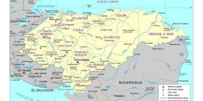 होंडुरास के नक्शे के साथ शहरों
