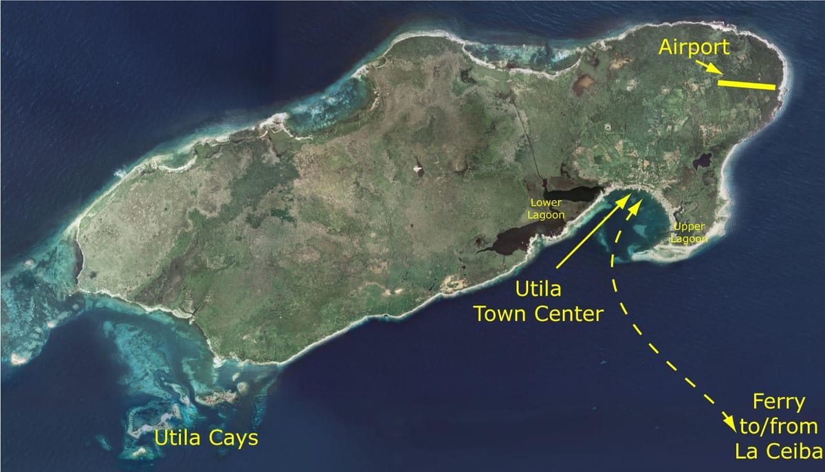 नक्शे के utila, होंडुरस